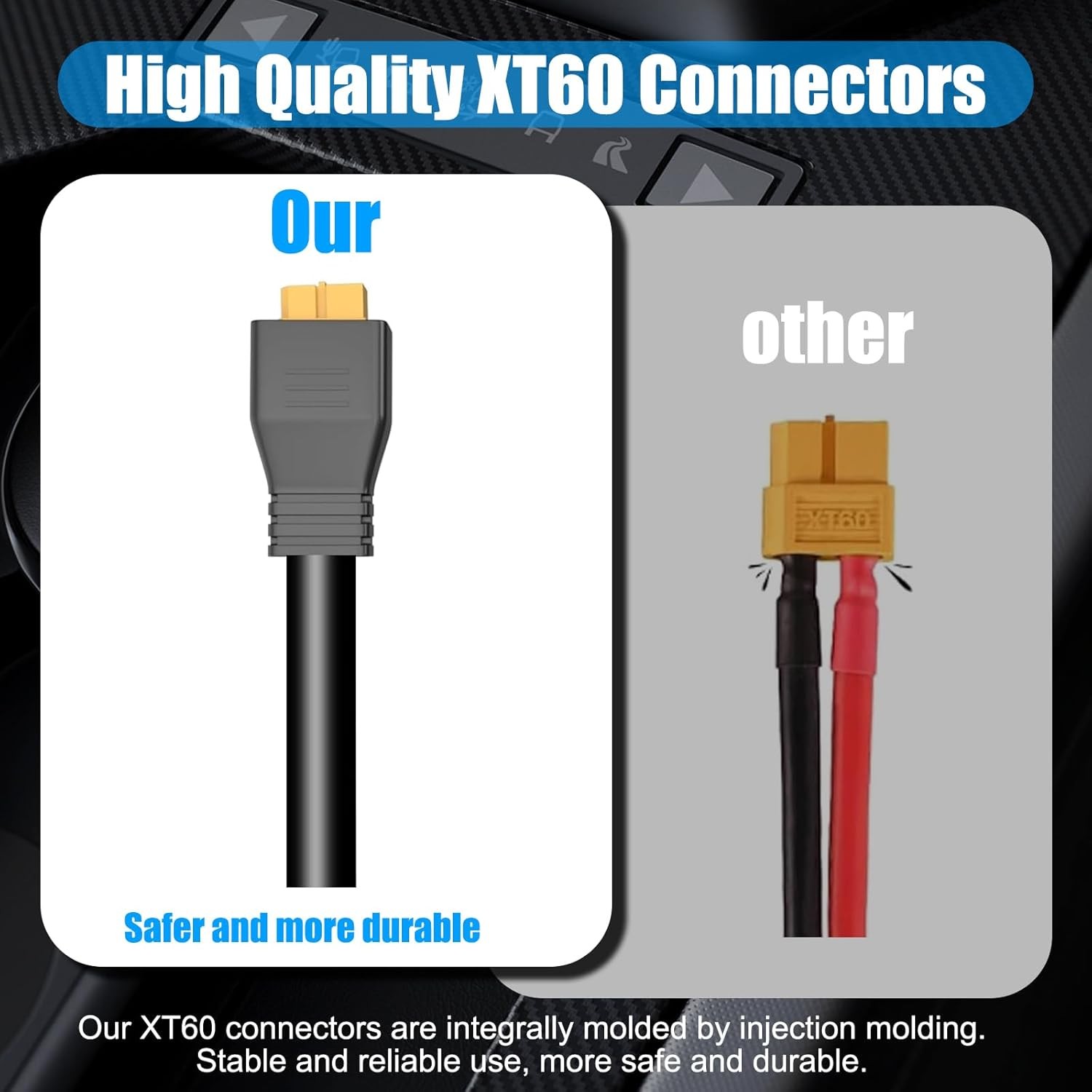 XT60 Connector Portable Power Station DC Adapter 6.7Ft Extension Black