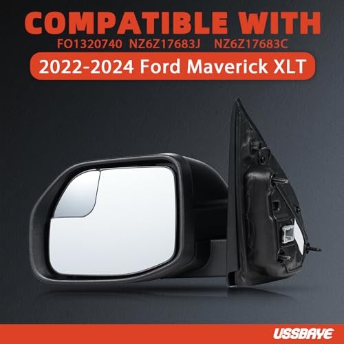 Left Driver Side Mirror for 2022-2024 Ford Maverick L – 5 Pin & Textured Black