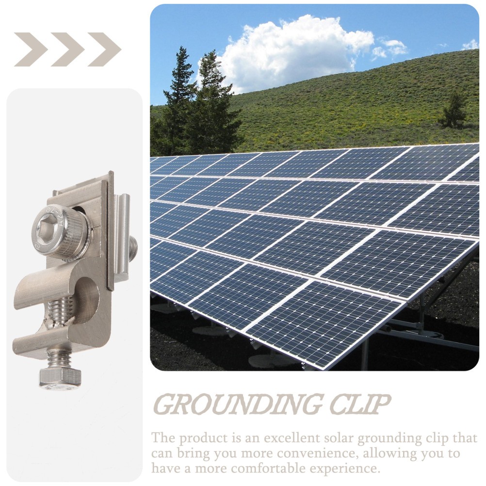 2 Pcs Solar Ground Clip Panel Cable Clamp Grounding Lug Photovoltaic Connector