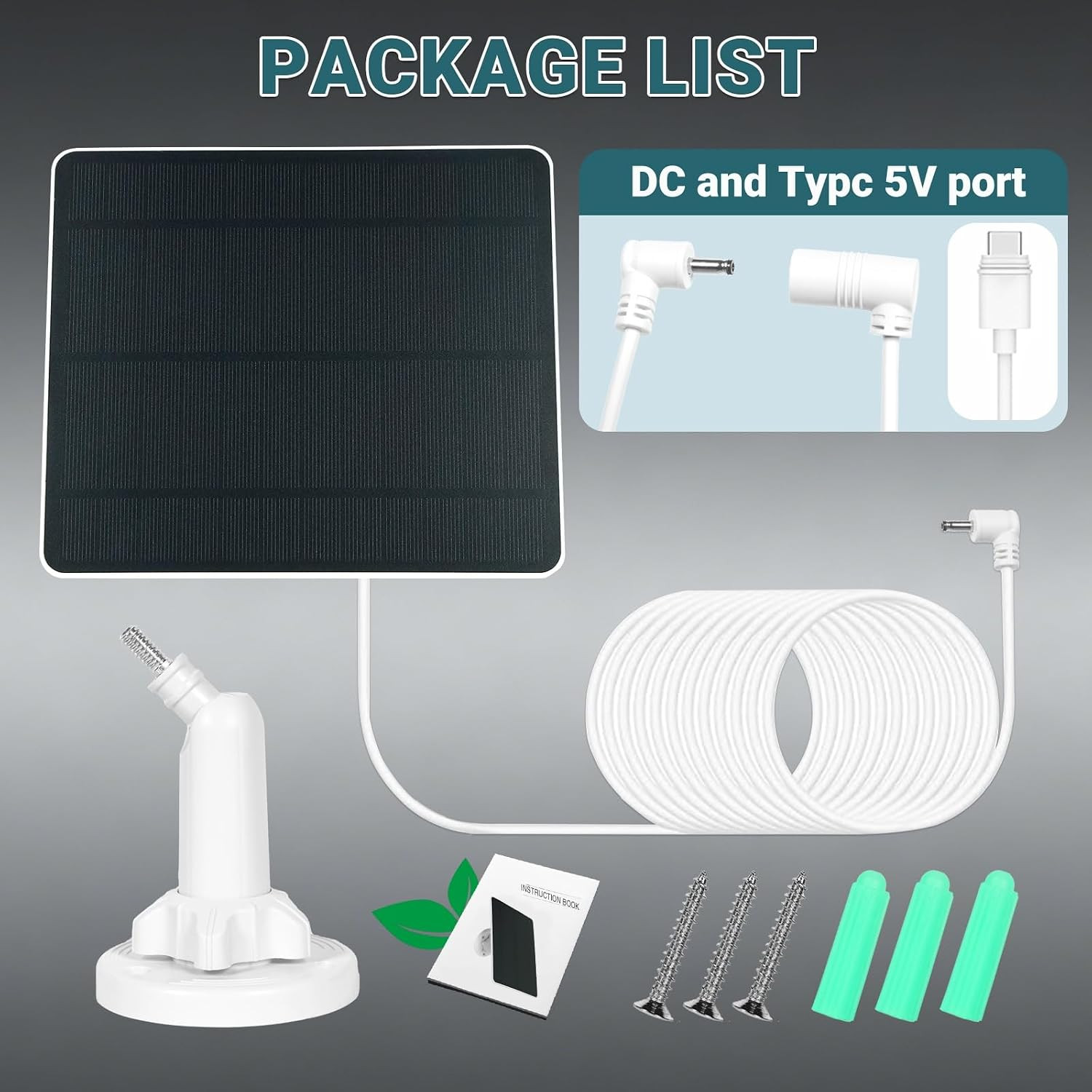 1-Pack 6W Solar Panel for Ring Camera Outdoor Wireless, Fast Solar Charger for R