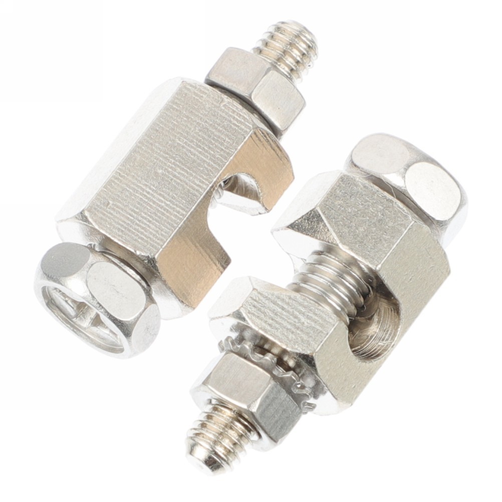 2Pcs Durable Solar Grounding Clip Copper Cable Clamp Silver for Wire