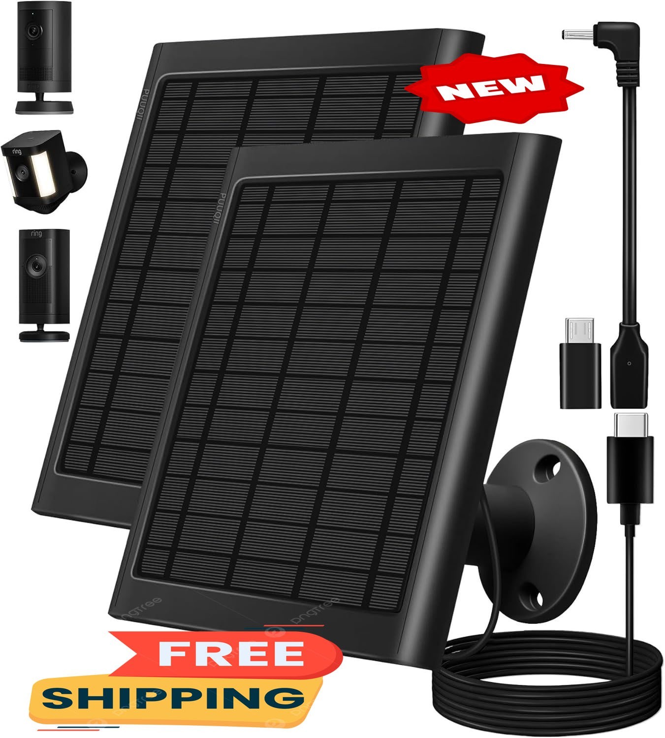 Panel solar de 8 W para cámara Ring, paquete de 2 cargadores solares compatibles