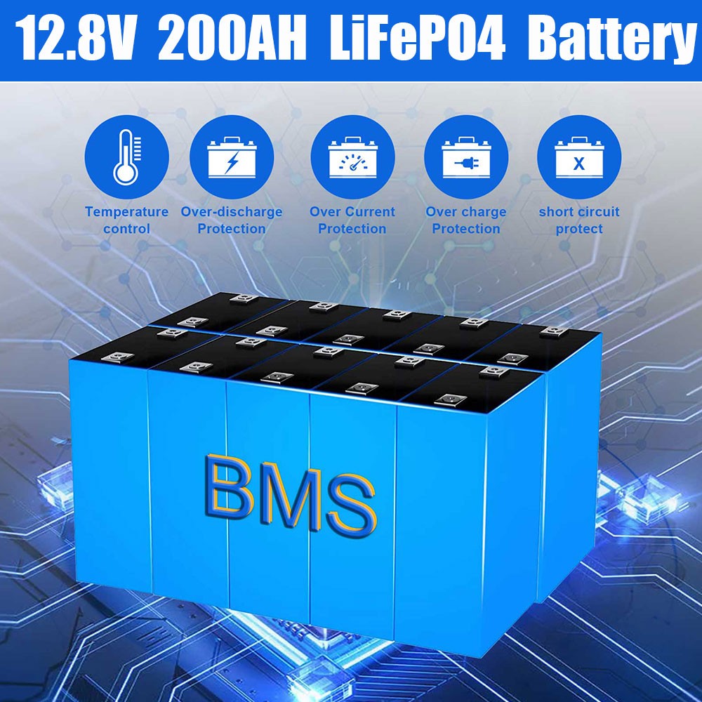 PFCTART 12.8V 200AH LiFePO4 Deep Cycle Lithium Battery for RV Camping Off-Grid