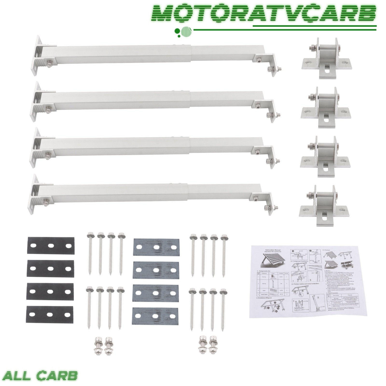 ALL-CARB 4× Adjustable Angle for Roof Install Solar Panel RV Tilt Mount Brackets