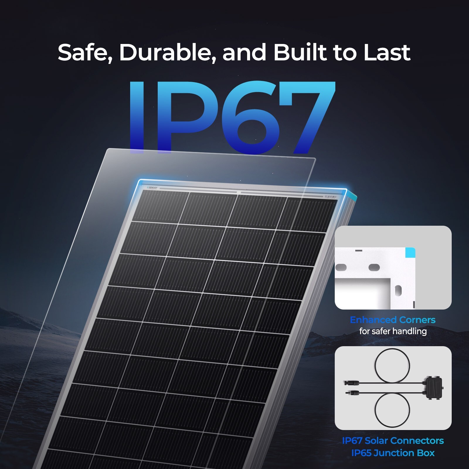 Renogy 16BB N-Type 200W Watt 24V 25% Cell Efficiency Solar Panel Home & Travel