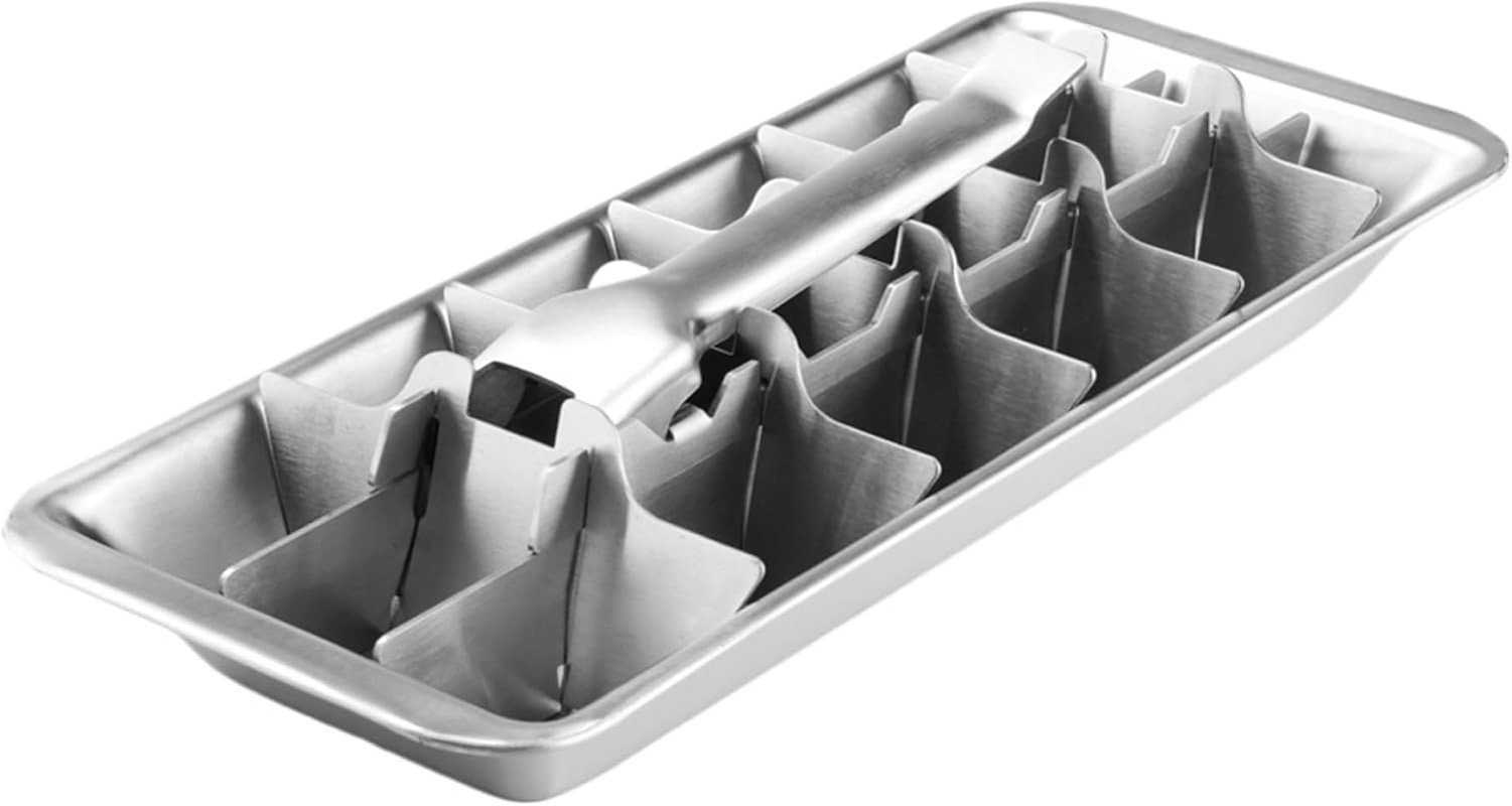 Stainless Steel & Metal Ice Trays with Handle – 18-Slot Small Ice Mold for Fre