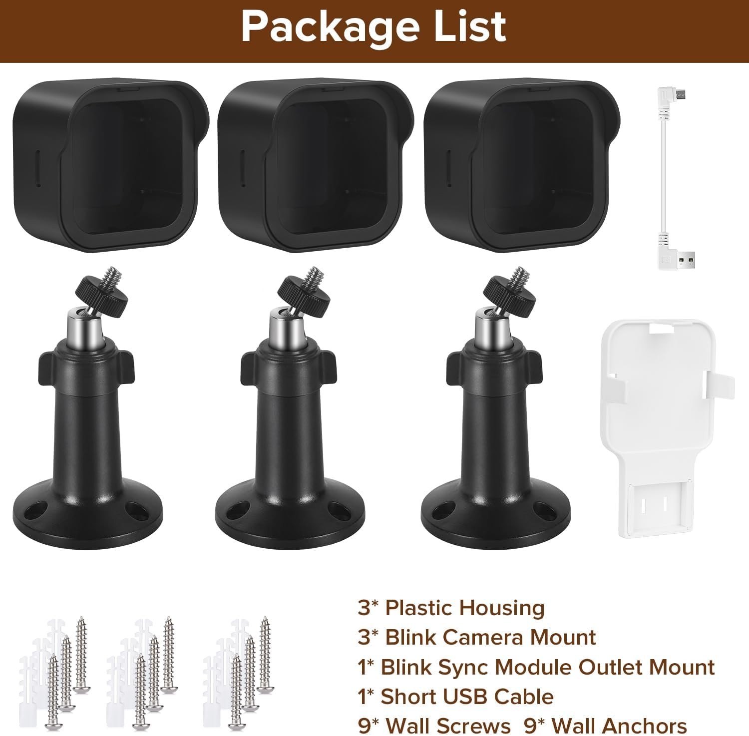 3Pack Mount for Blink Outdoor Camera, Weatherproof Protective Housing and 360°A