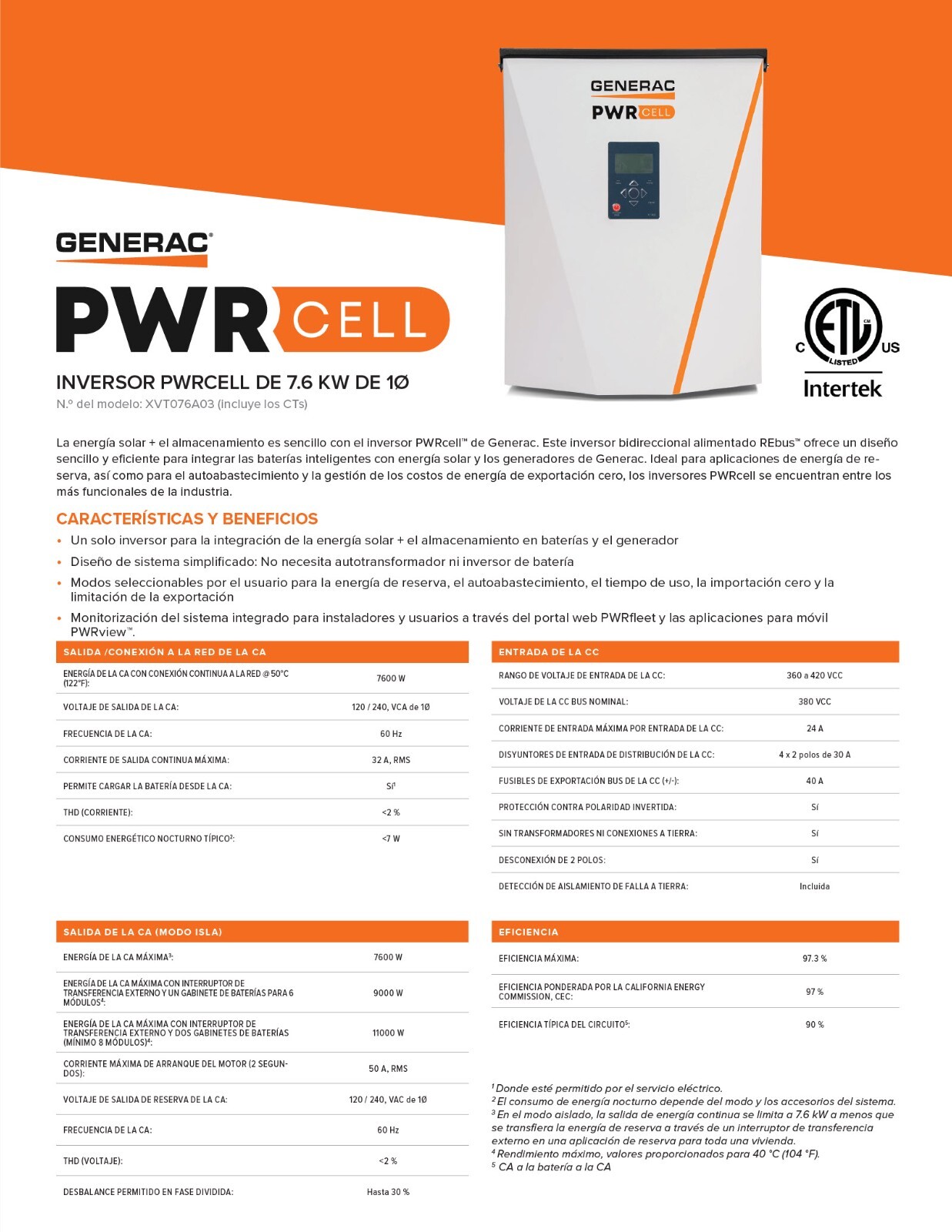 CERTIFIED DEALER – Generac XVT076A03 7.6kW 120/240V 2PH PWRcell Inverter w/ CTs