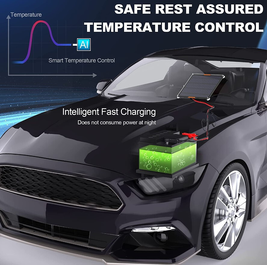 Waterproof Solar Battery Maintainer Car RV Charger 12 Volt Tender Trickle 5W New