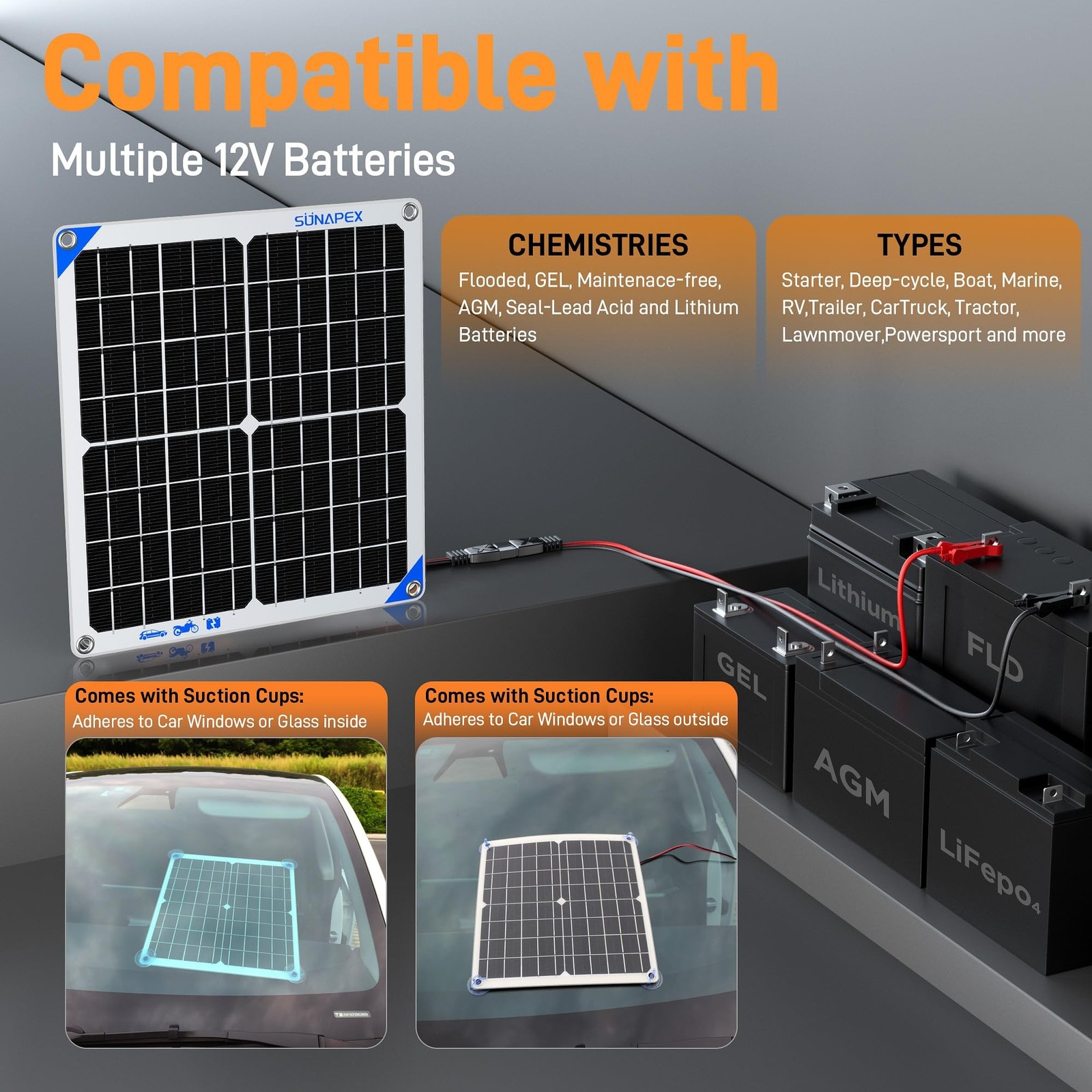 10W 12V Solar Panel Car Battery Charger 12 Volt Waterproof Solar Powered Batt…