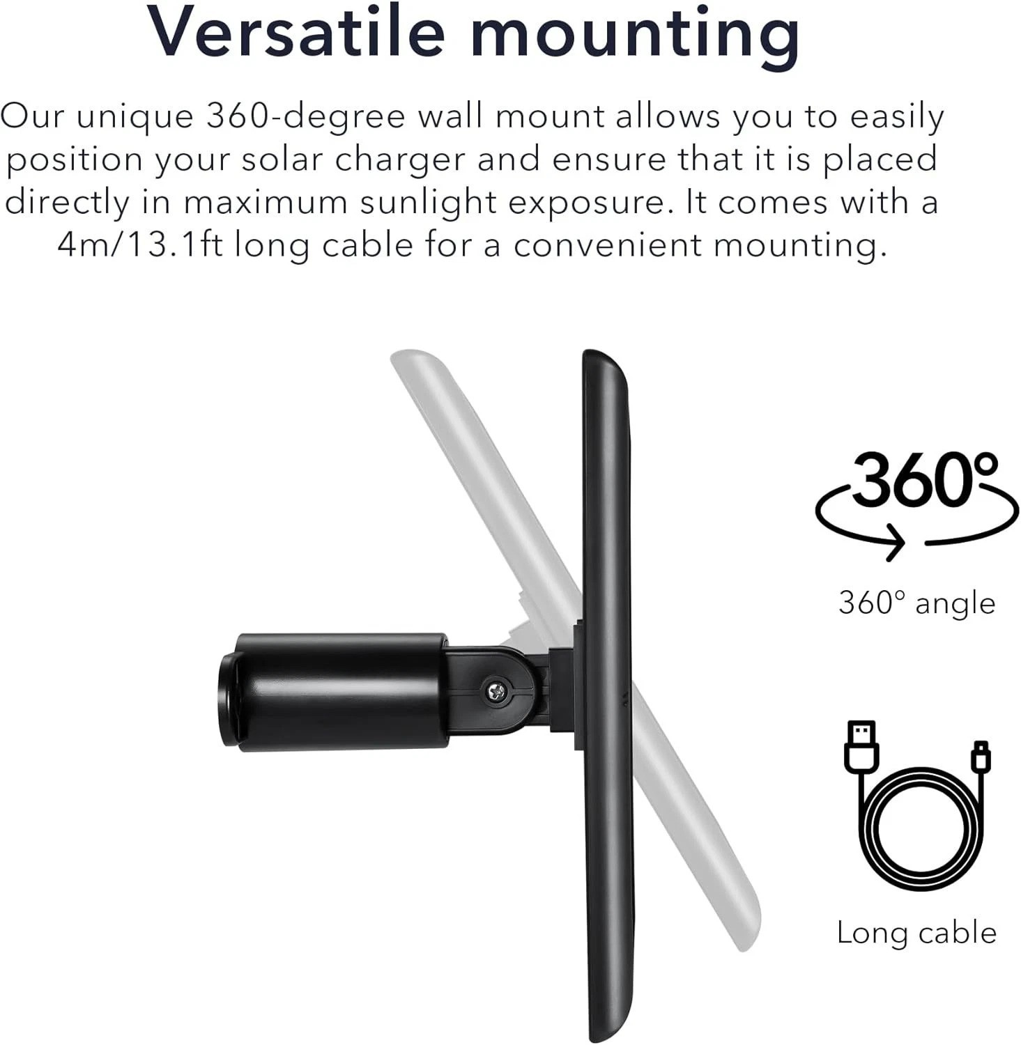 Easy Install Solar Panel for Ring Spotlight & Stick Up Cameras – 1-Pack, Black