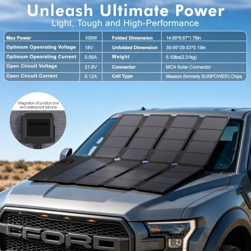 SOKIOVOLA 100W Portable Solar Panel MC-4 Foldable Solar Panel Charger Kits 18…