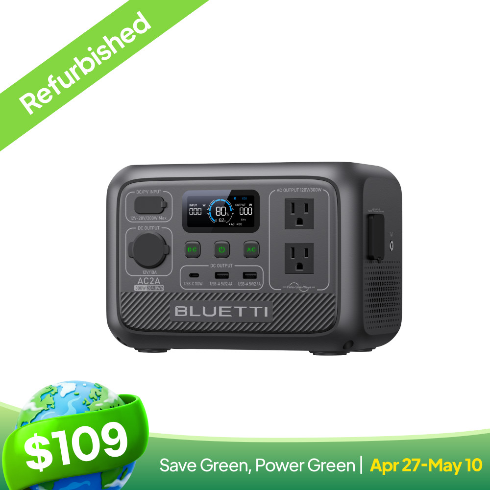 BLUETTI AC2A 300W 204Wh Portable Power Station Generator for Camping Backup