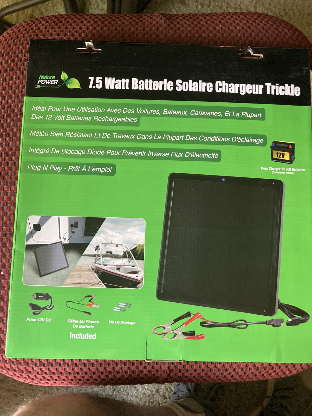7.5W Amorphous Solar Panel 12V Battery Trickle Charger Outdoor Power Supply P-21