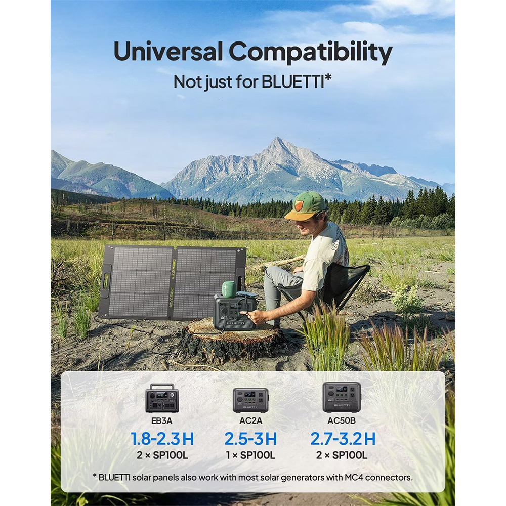 BLUETTI 100W Solar Panel Foldable Portable for Power Station for Camping Trip