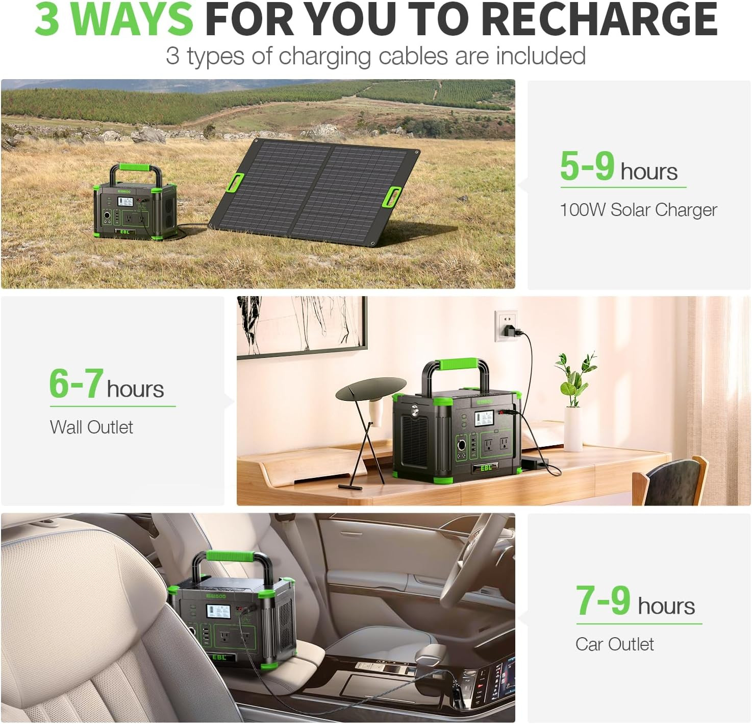 Portable Power Station 500W(Peak 1000W), Camping Solar 519.48Wh Outdoor | Solar