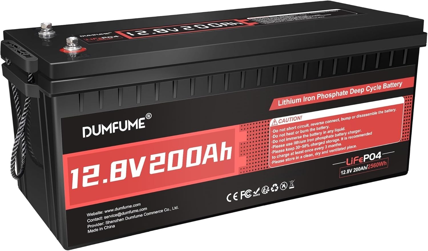 12V 200Ah LiFePO4 Lithium Battery Deep Cycle 200A BMS For RVs Solar Off-grid