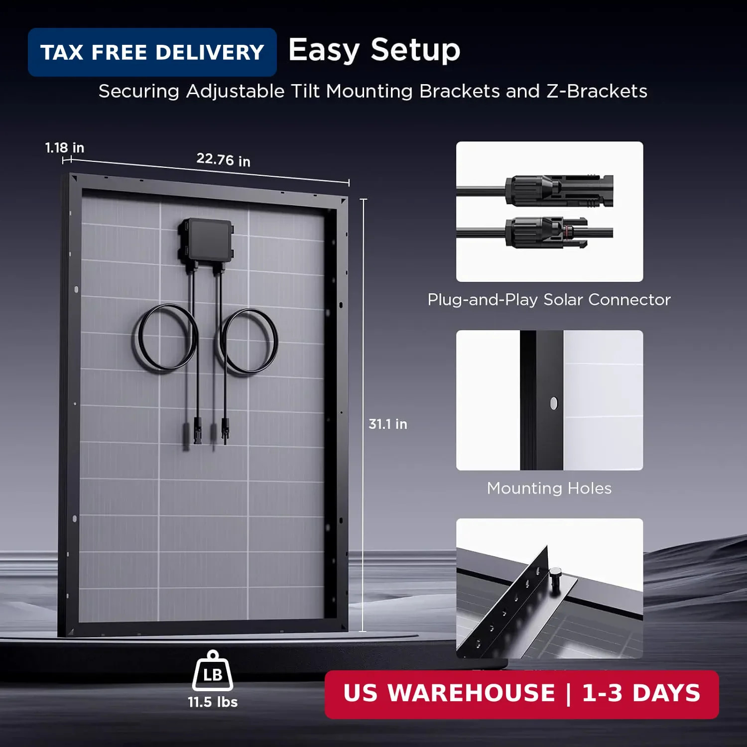 N-Type 16BB 100 Watt Solar Panel, 100W Solar Panel with 25% High Efficiency Mono