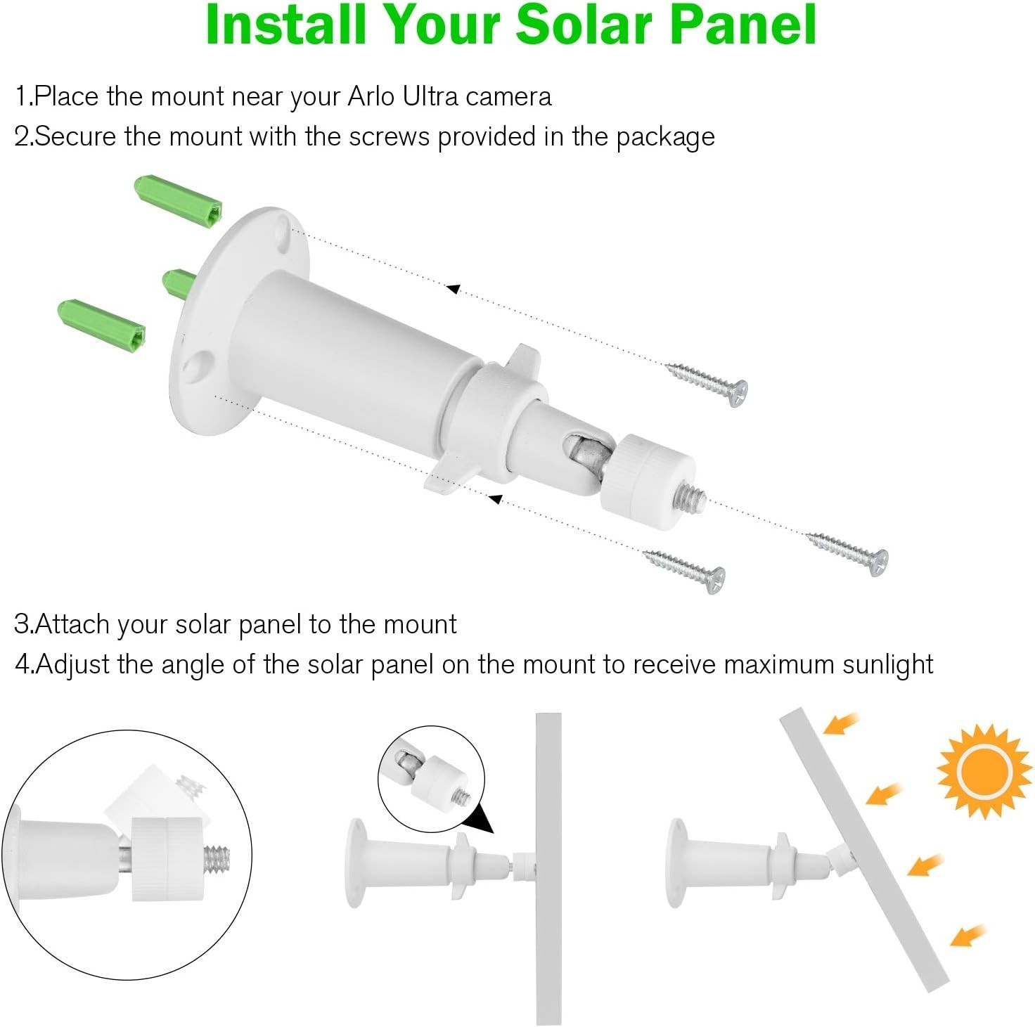 3 Pack Solar Panel Charger for Arlo Pro Series with Waterproof Magnetic Cable