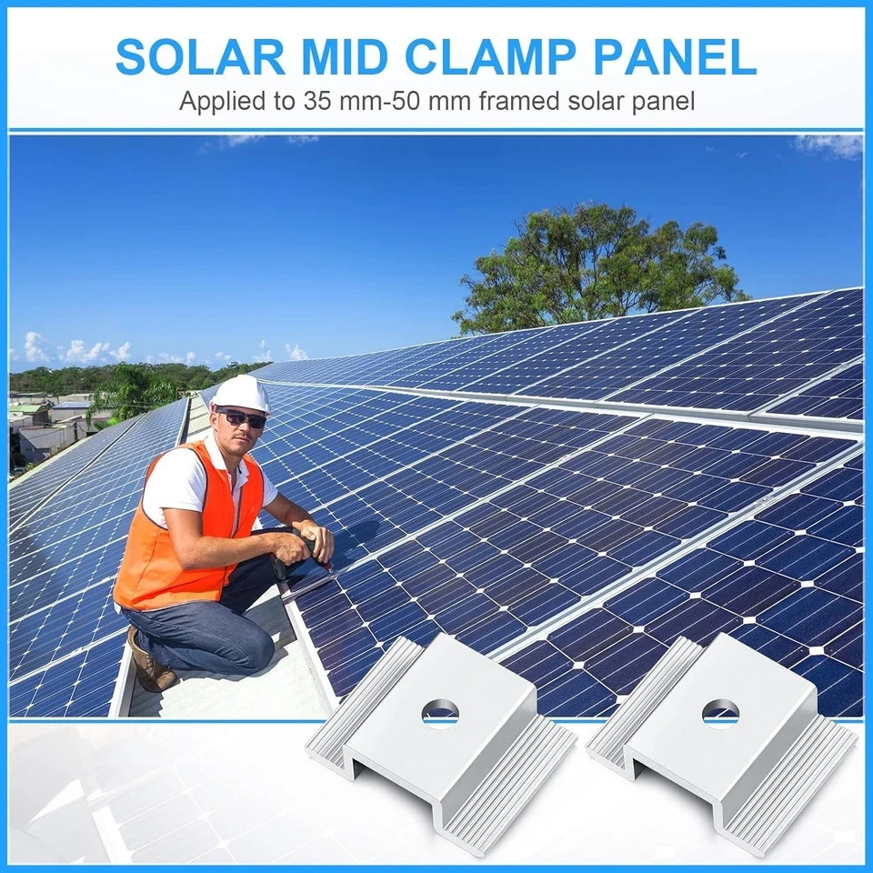 48 Pack 1.06 Inch Solar Panel Mid Clamps Aluminum Bracket Mounting Accessories