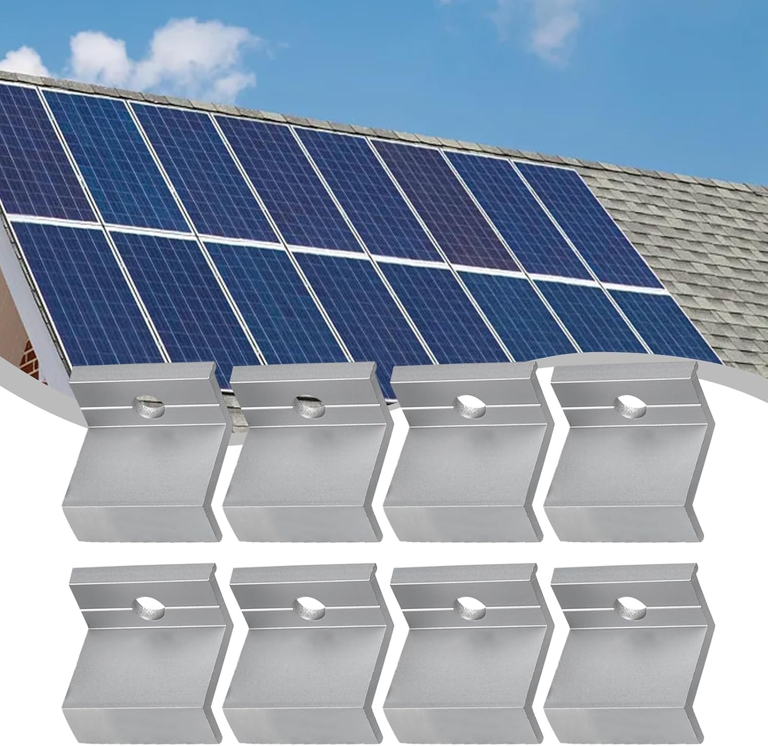 10 Pcs Aluminum Solar Panel End Clamps Mounting Hardware Kit PV Module Frame …
