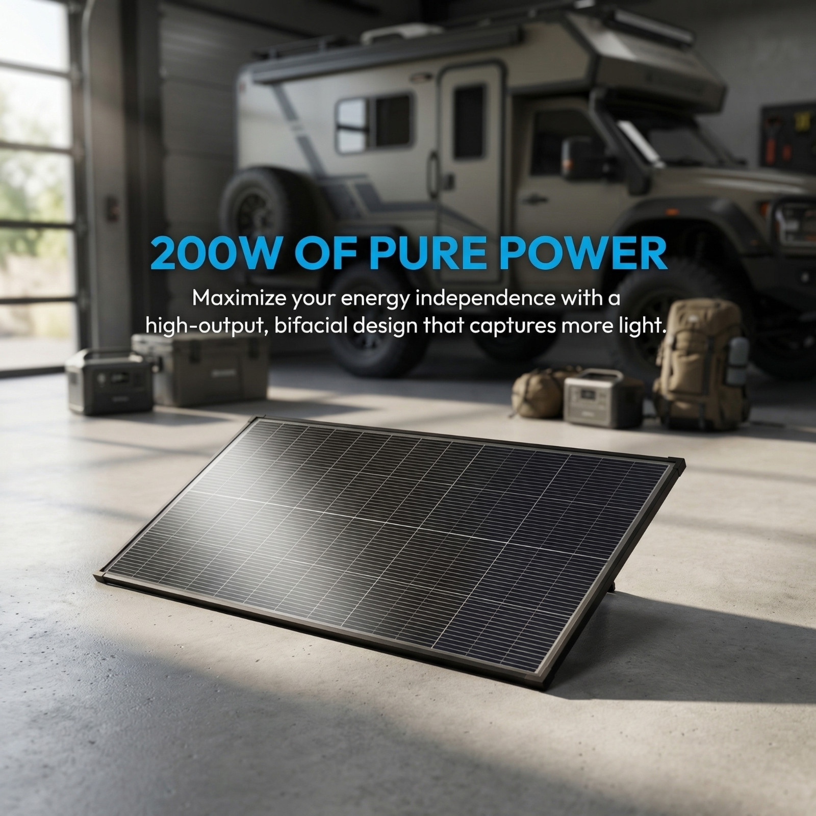 200W 18V Bifacial Solar Panel Waterproof IP67 Monocrystalline Solar Cells Power