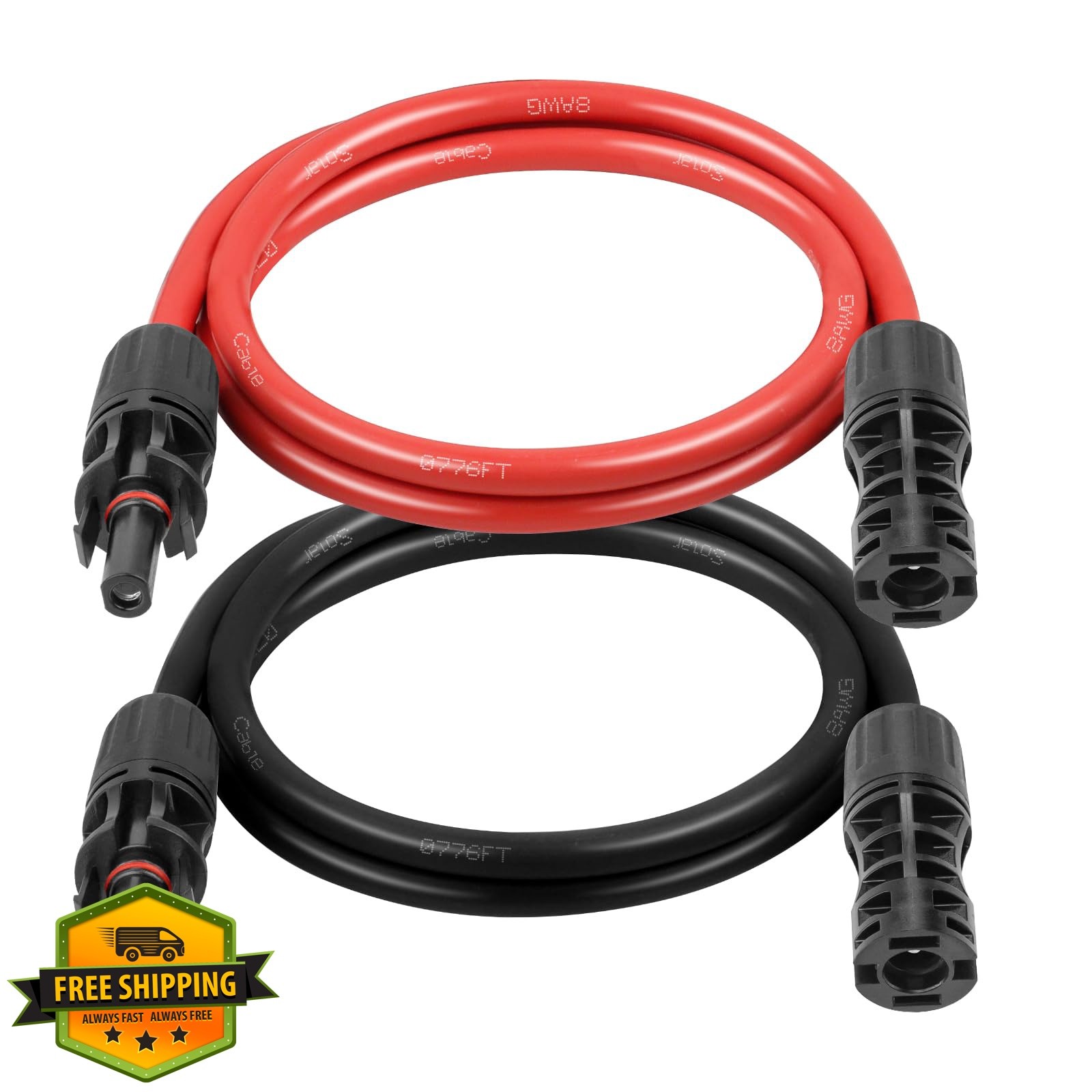 XRDS-RF Solar Extension Cable 8AWG 3FT Red Black 2pk