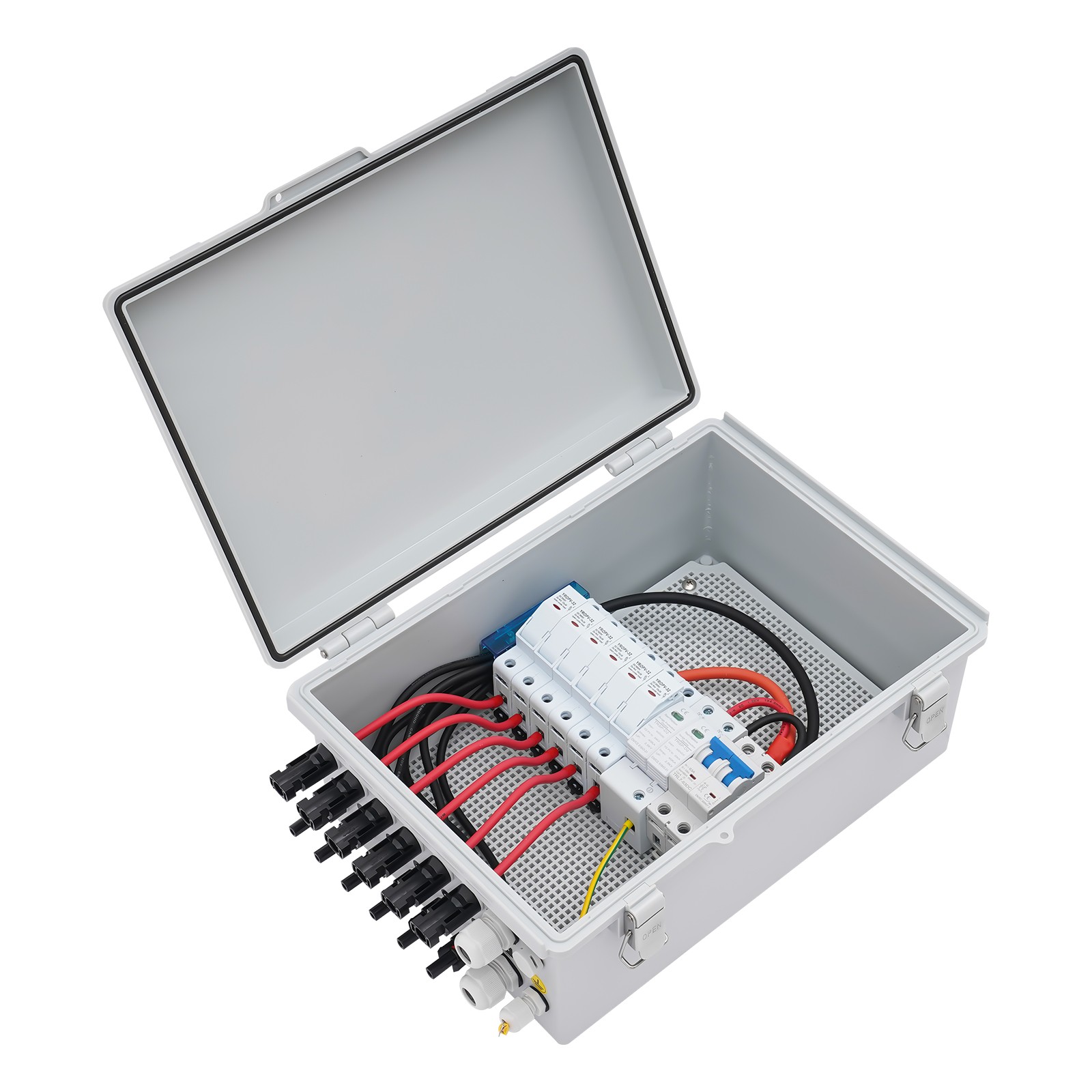 Solar PV Combiner Box With Lightning Protection 63A 6 strings For Solar Panel