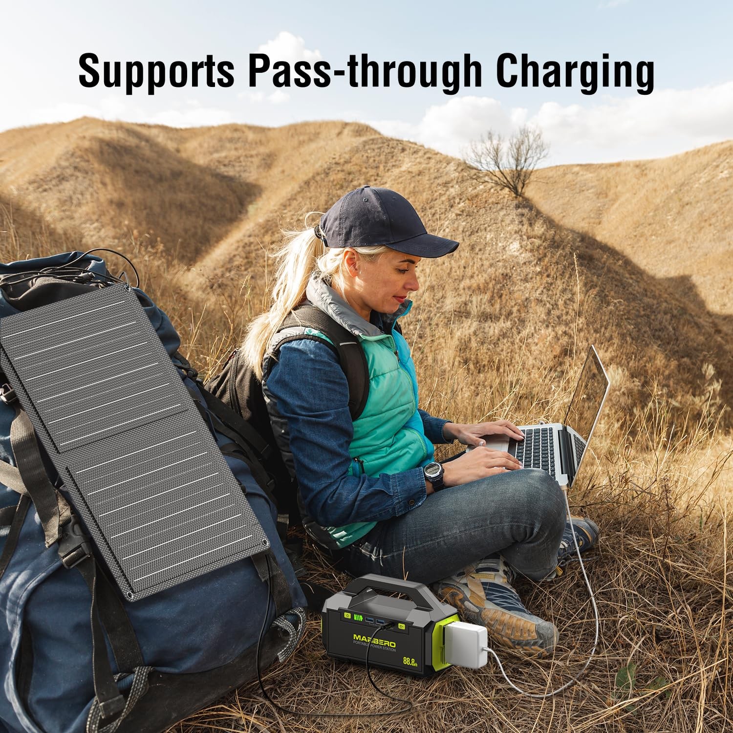 MARBERO Portable Power Station 88.8Wh Camping Portable Charger with Flashligh…