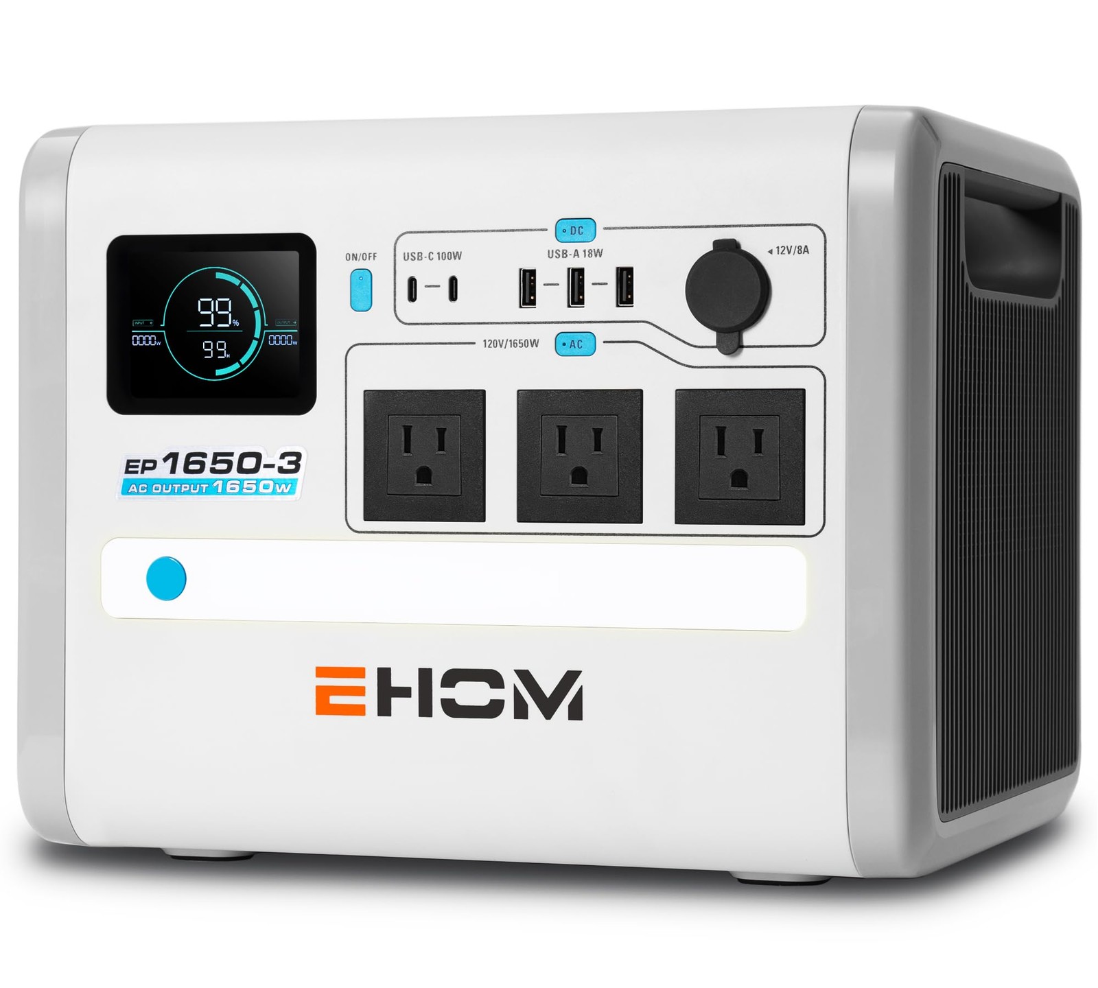 EHOM Portable Power Station, EP1650 1024Wh LiFePO4 EVE Battery Solar Generato…