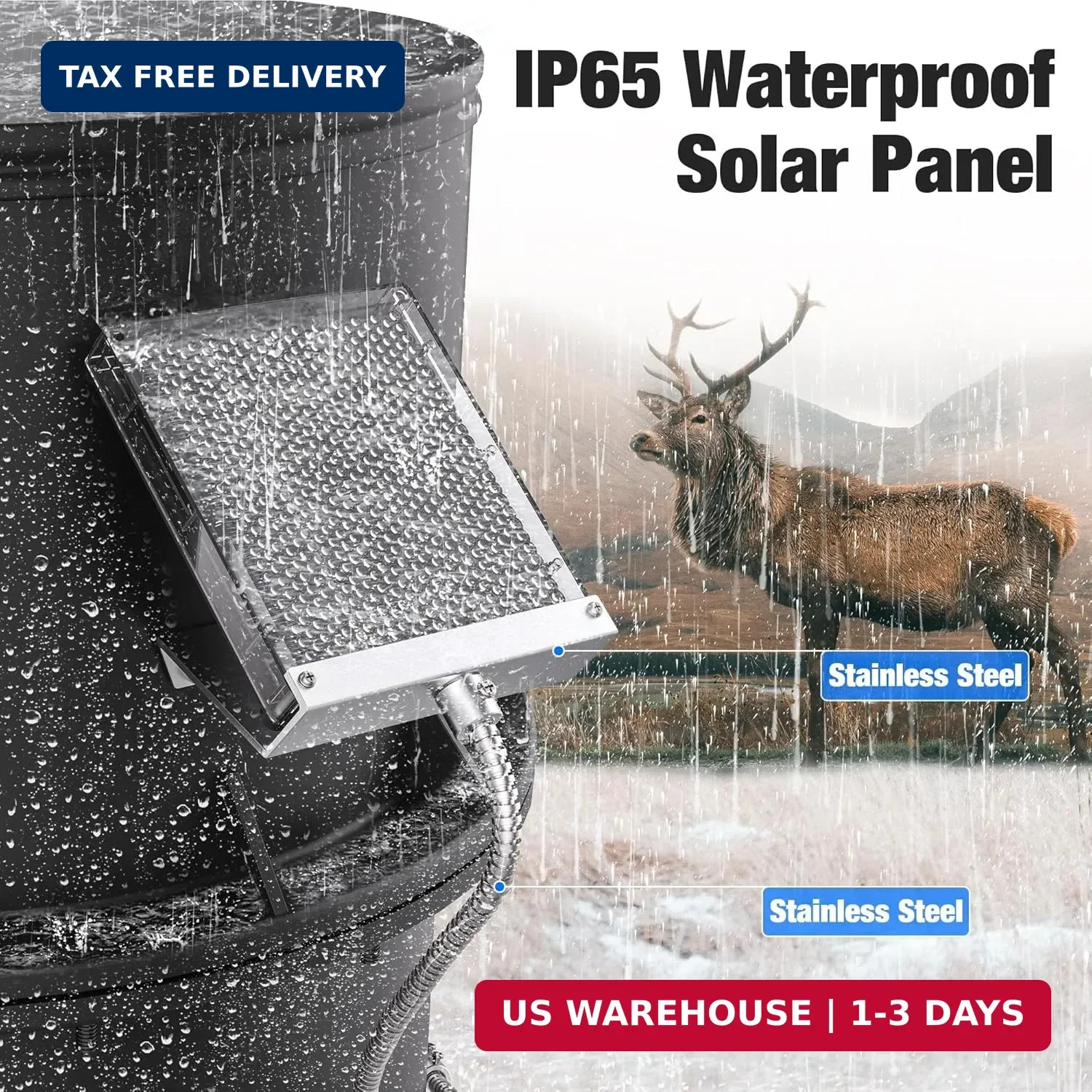 6V Solar Panel Battery Charger for Deer Feeder, 1.7W Waterproof Solar Panel with