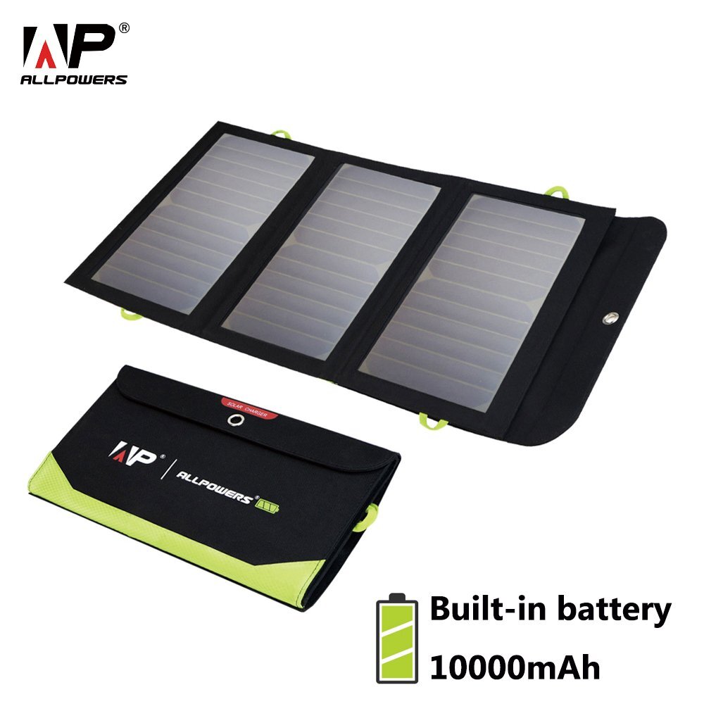 Portable 21W Solar Panel Charger 10000mAh Power Bank For Camping Hiking iPhone