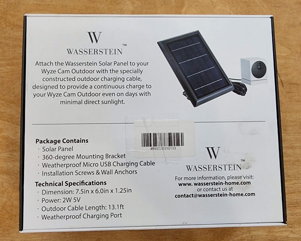 WASSERSTEIN Solar Panel Charinng solution for Wyze Cam Outdoor, White