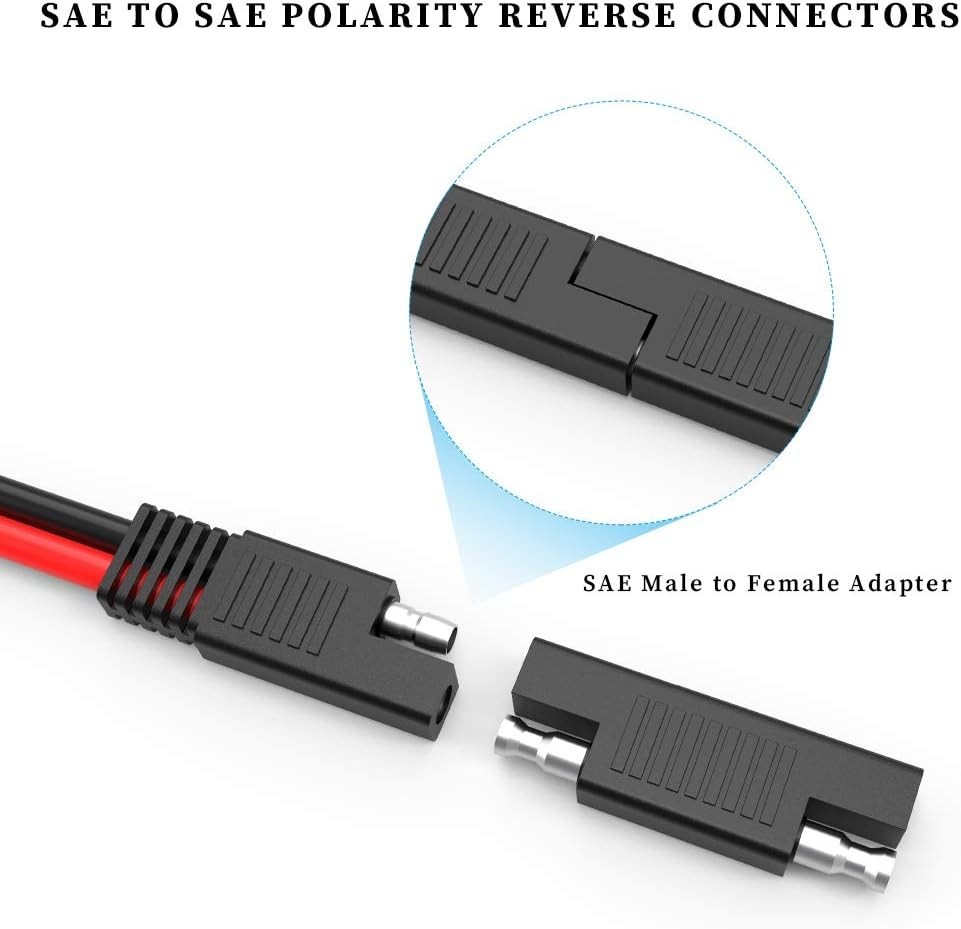 Reliable 10AWG SAE to 2 Pin Industrial Connector – Ideal for Solar and RV Use