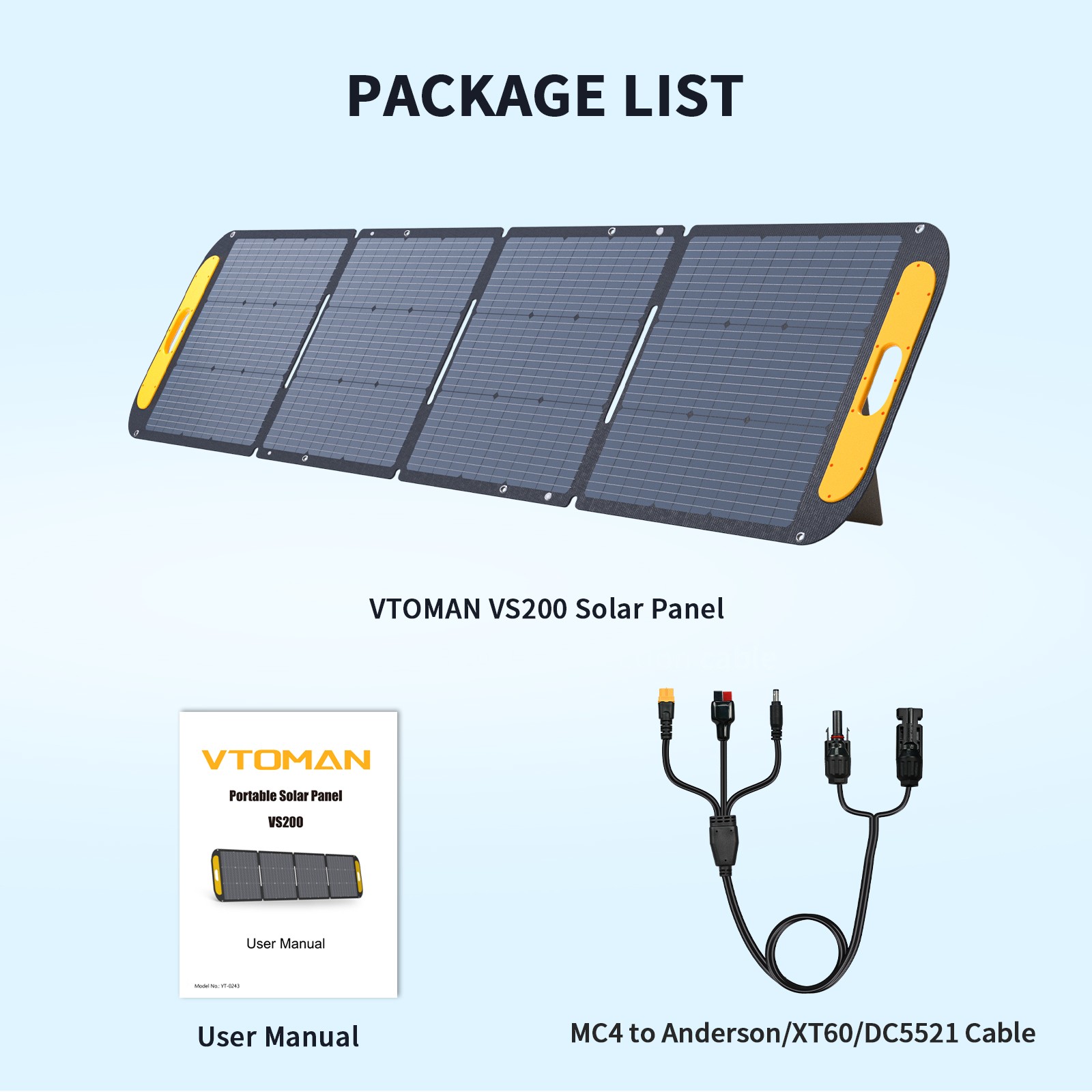 VTOMAN VS220 Portable Solar Panel 200W 19V, 23% Efficiency Foldable Solar Panel