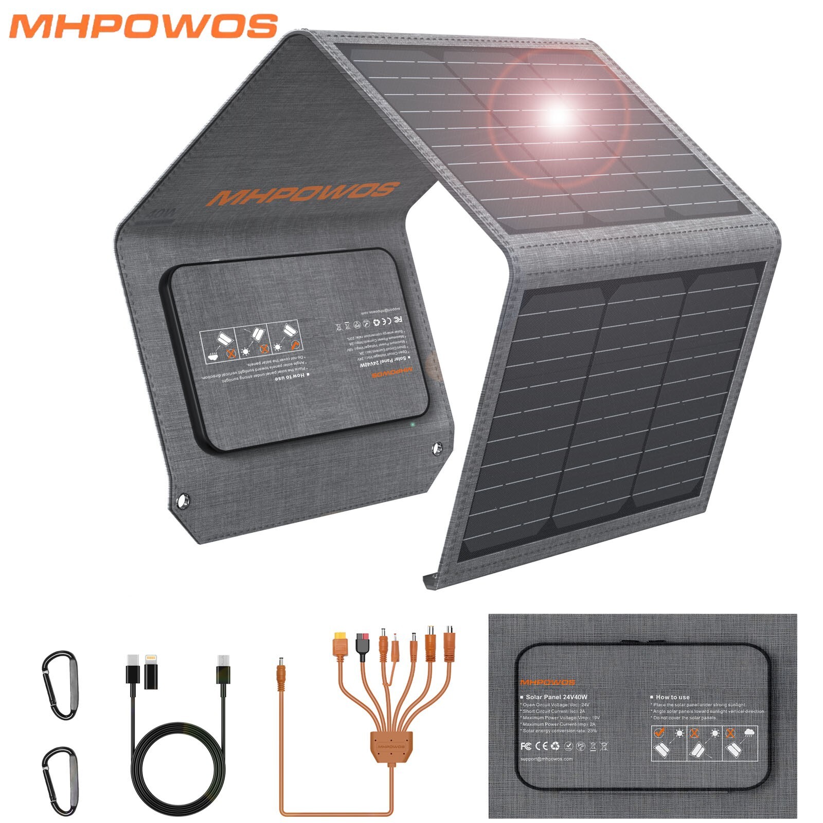 40W USB Solar Panel Charger Portable for Marbero Jackery Explorer Powerstation