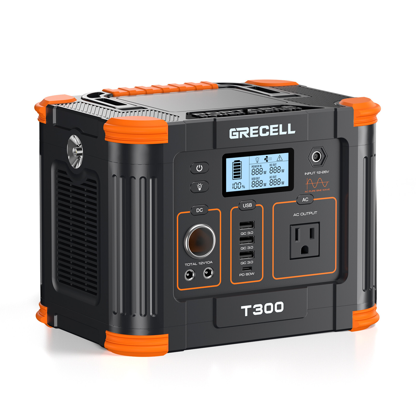 GRECELL 300W Portable Power Station 288Wh Solar Generator for Outdoors Camping