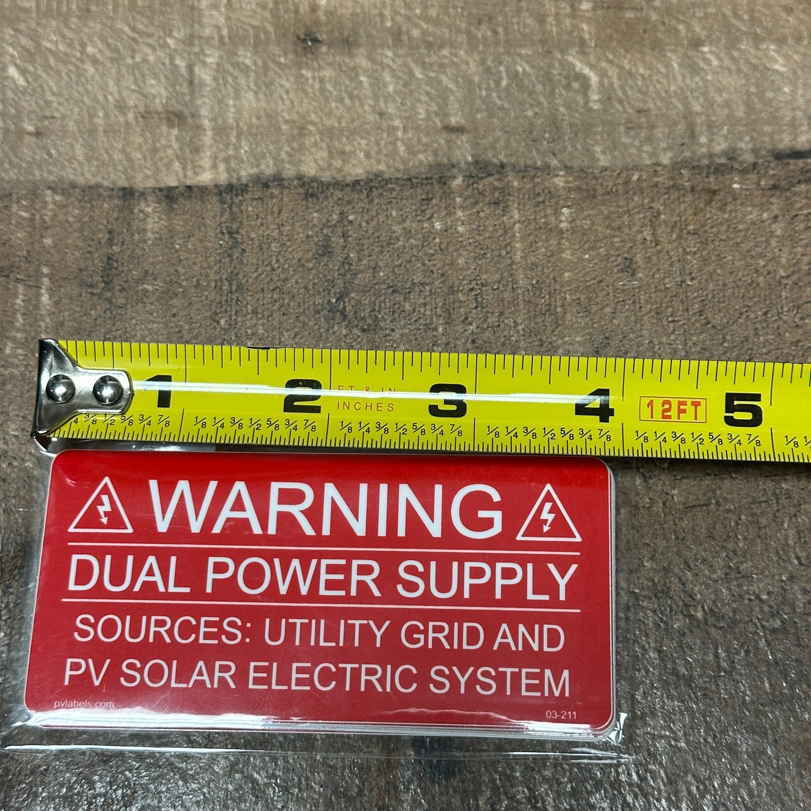 2″ x 4″ WARNING Dual Power Supply Labels 03-211 Utility Grid & PV Solar 10 Pack