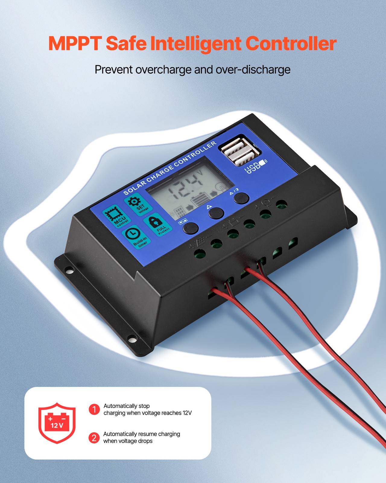 Uimoso 50W 12V Solar Charger Kit with MPPT Controller for Battery Maintenance
