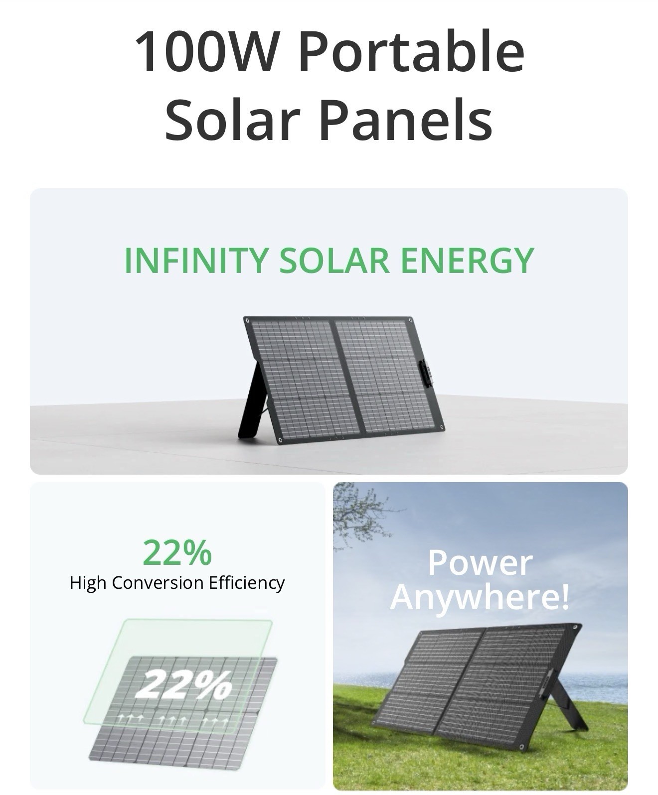 Foldable Portable Solar Panel for Power Station 100W NEW