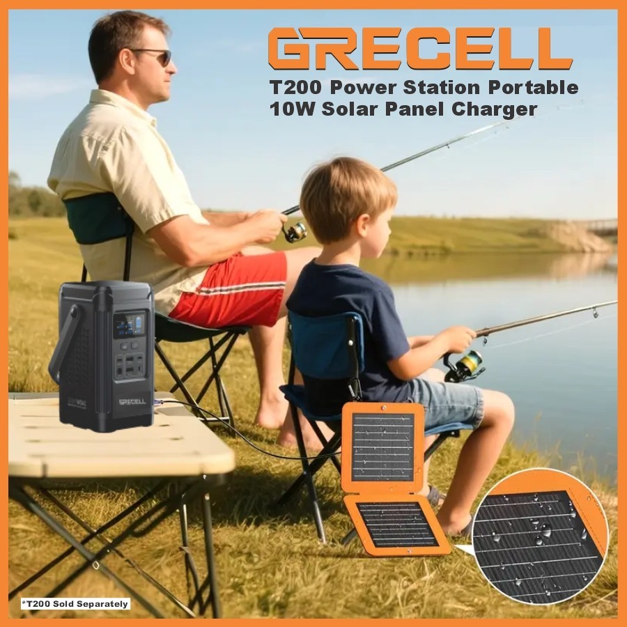 GRECELL 10W Portable Solar Charger | Foldable Monocrystalline Panel with USB A&C