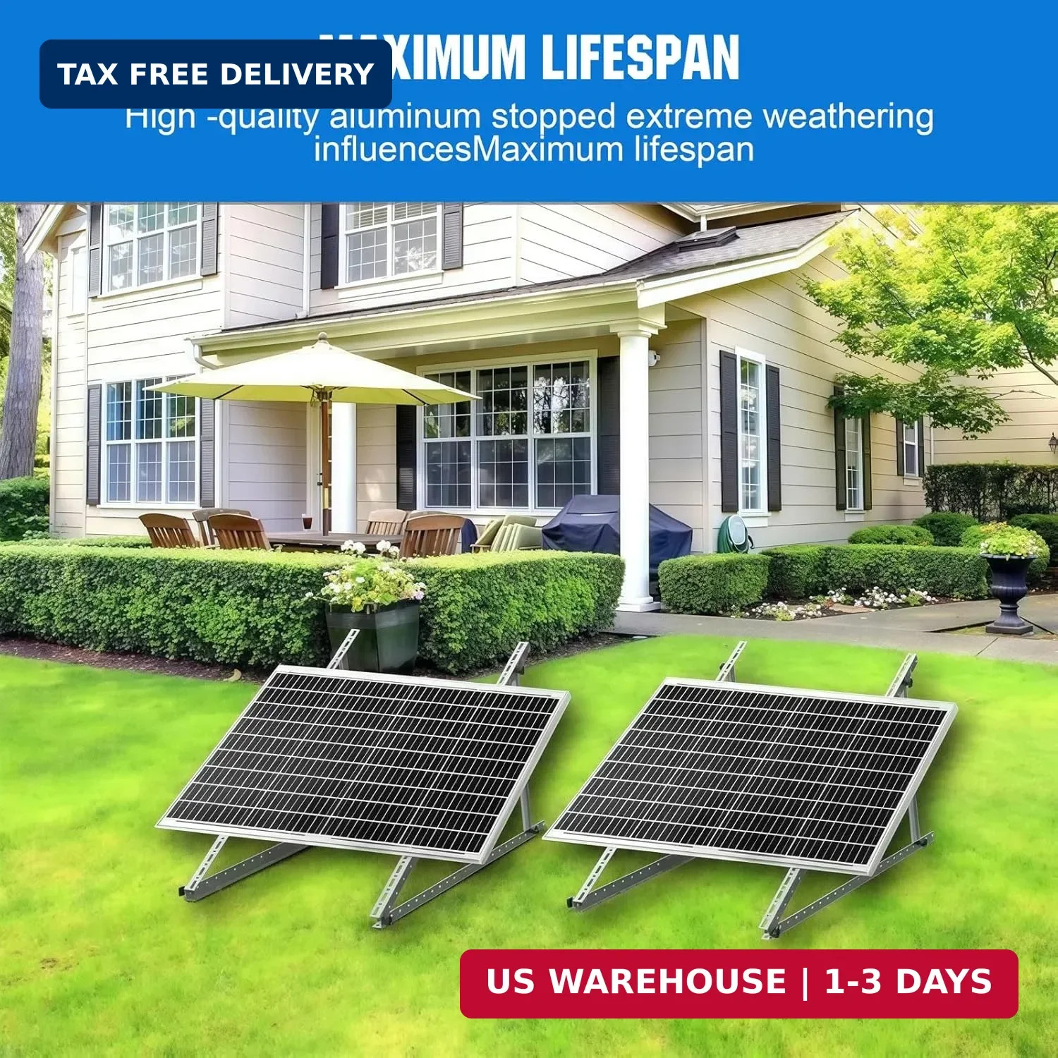 Solar Panel Mounting Brackets, 2 Sets 46 inch with Beam Reinforcement Support an