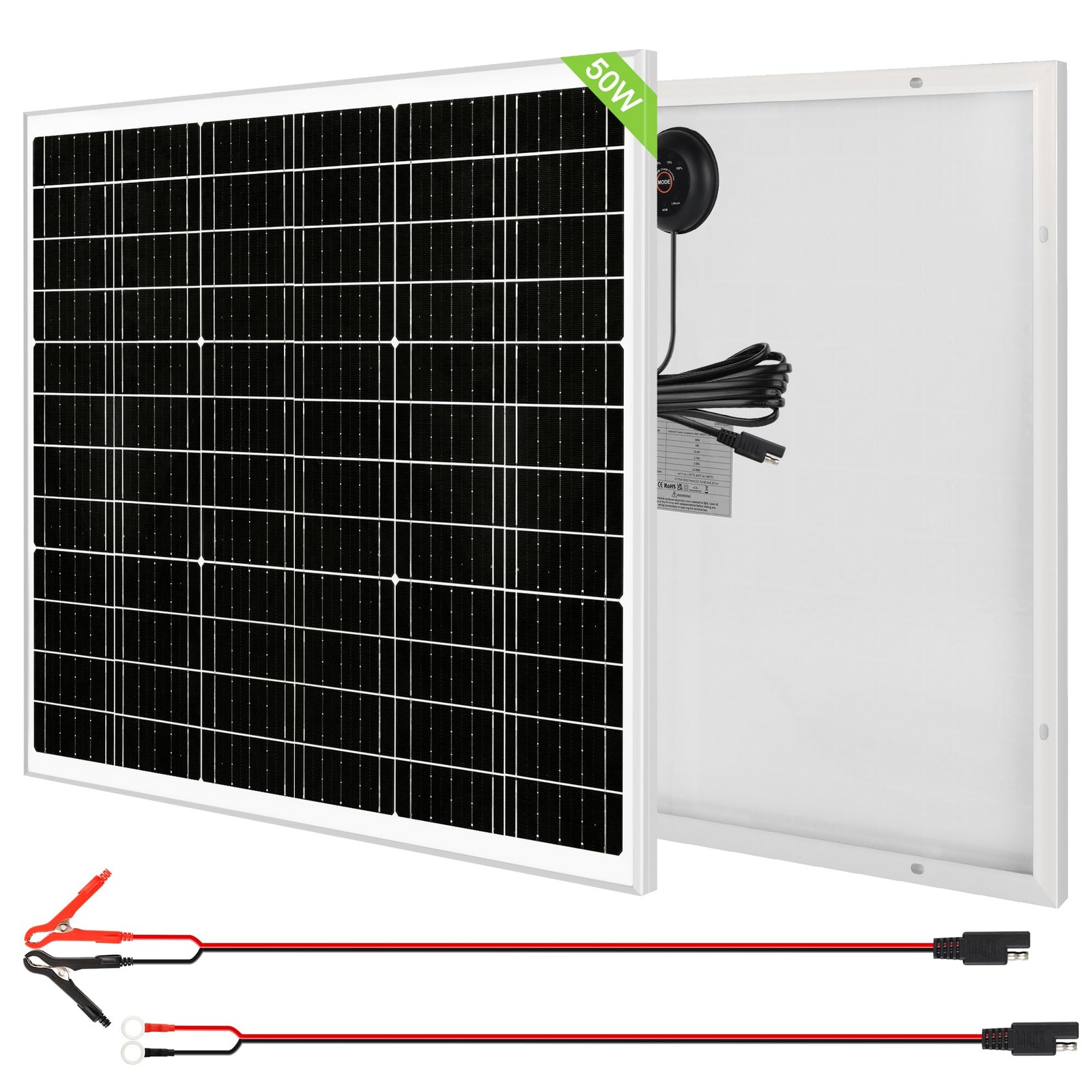 Solar Panel Kit 50W 24V Solar Battery Trickle Charger Maintainer with Upgrade…