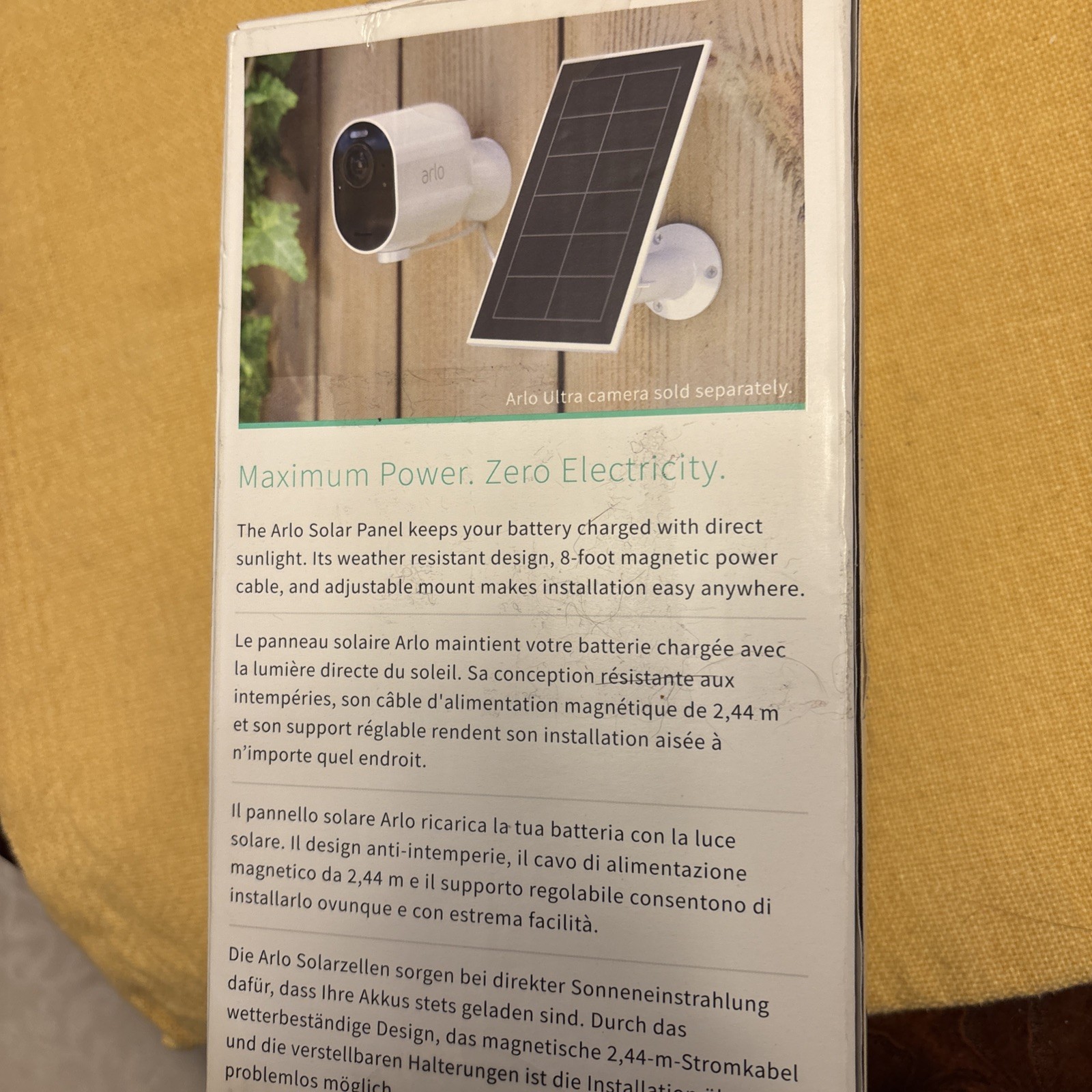 Arlo Solar Panel Charger For Ultra, Pro 3 Cameras VMA5600-20000S New Open Box
