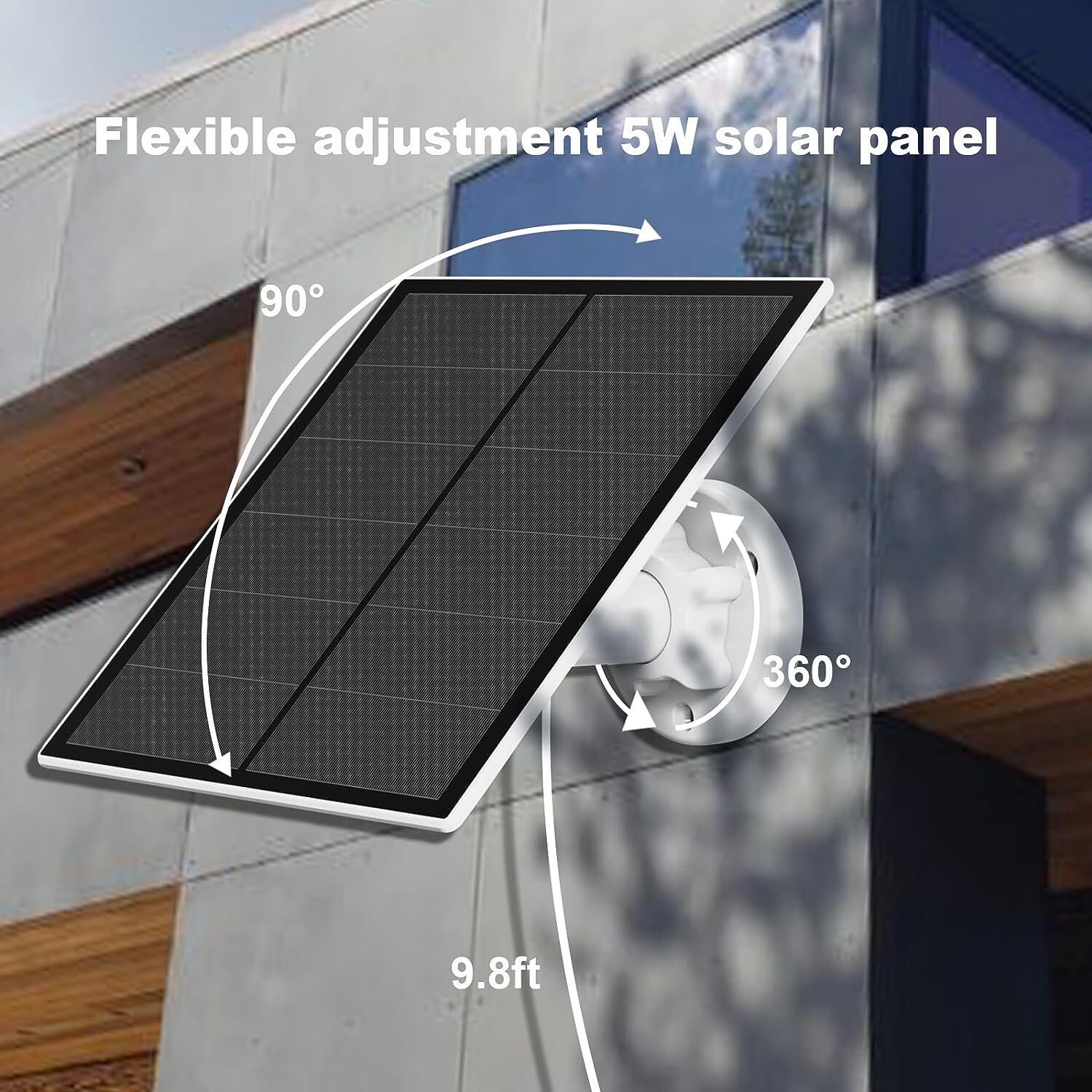 2-PK Solar Panels for Security Camera – 5W Micro USB and USB-C Port 9.8′ Cable