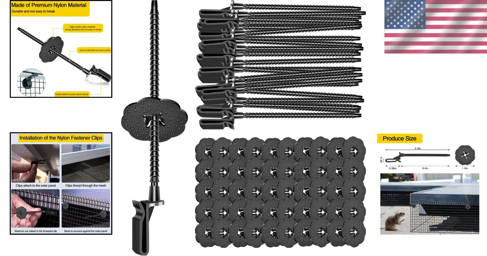 Robust Critter Guard Fasteners for Solar Panels—50 Pack—Weather Resistant Clips