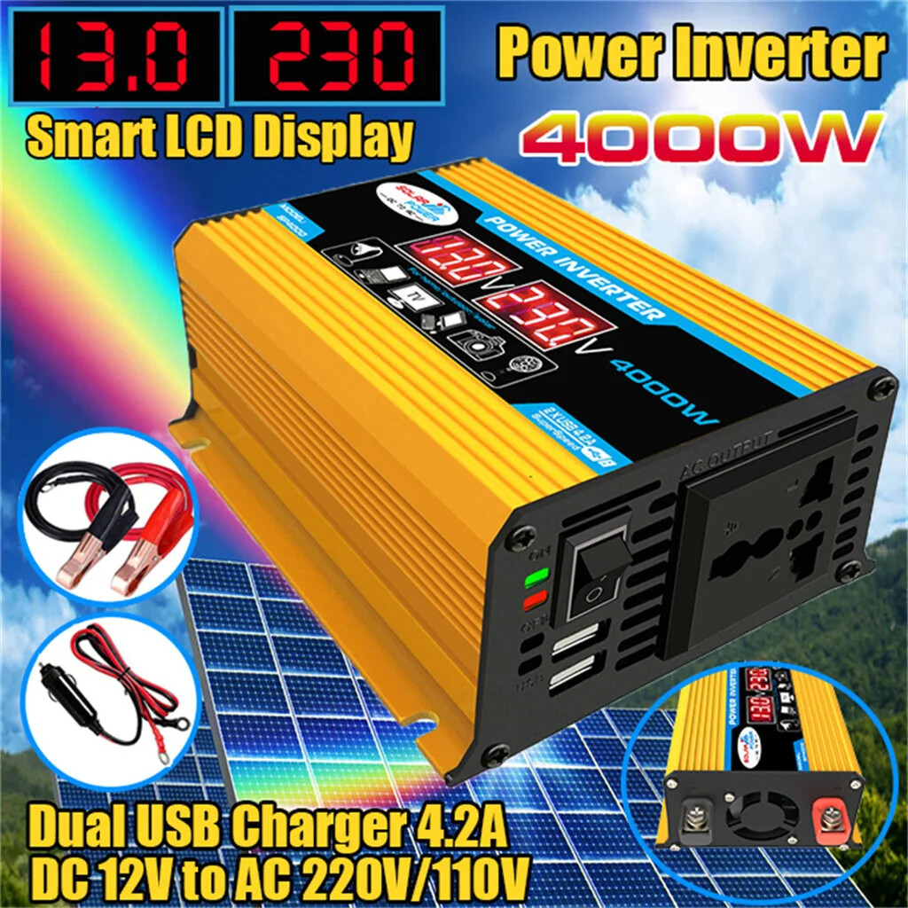 New 12V to 110V/220V Solar Panel System Battery Charge Controller 4000W Power