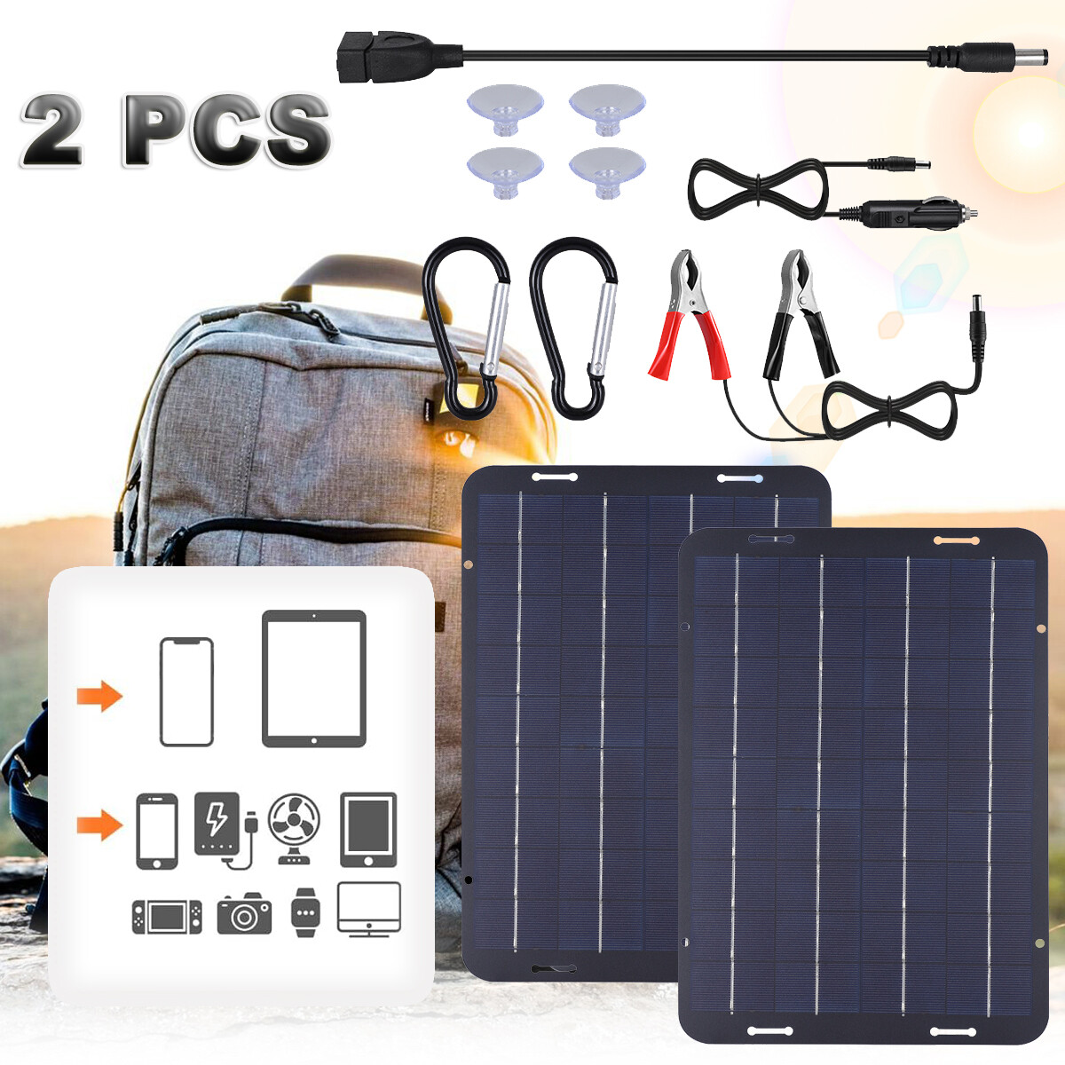 60W Solar Panel 18V Trickle Charger Battery Charger Kit Maintainer Boat Car RV