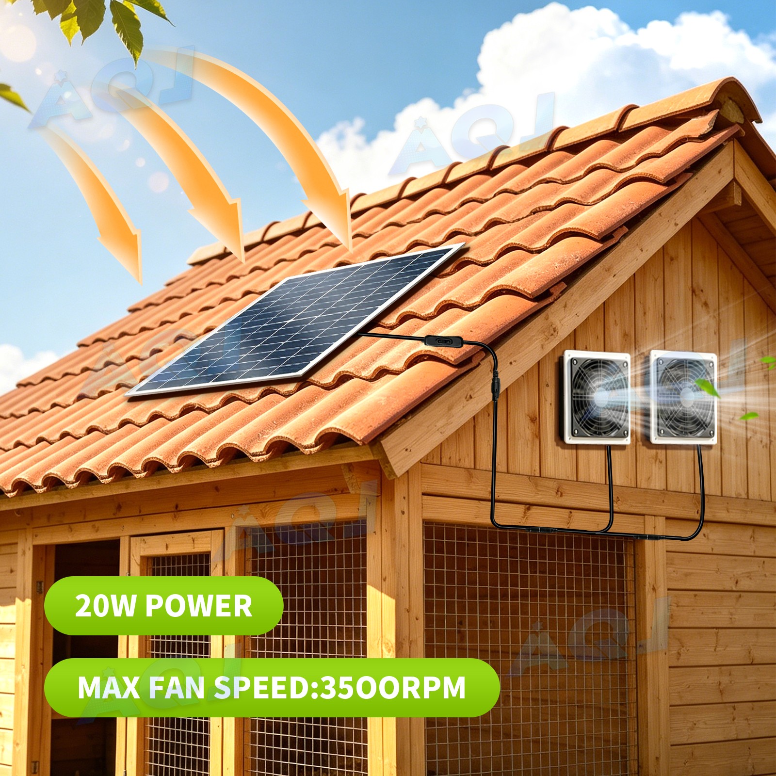Solar Prowered Fan, 20W Solar Fan, Solar Panel Fan kit, Solar Exhaust Fan