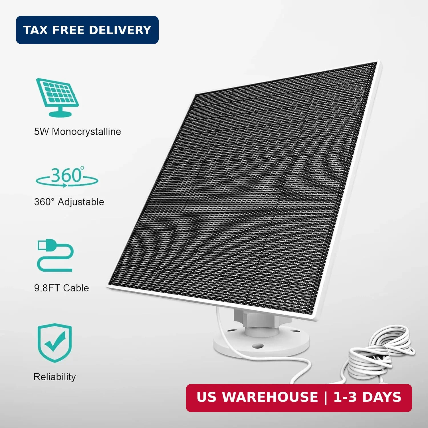 Solar Panel for Eufy Camera, 5W Solar Panel Compatible with Eufycam 3/3C/2/2 Pro